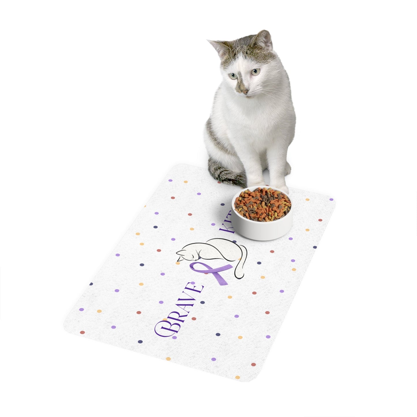 Brave Epikitty Cat Food Mat | Epileptic Cat Awareness Feeding Mat