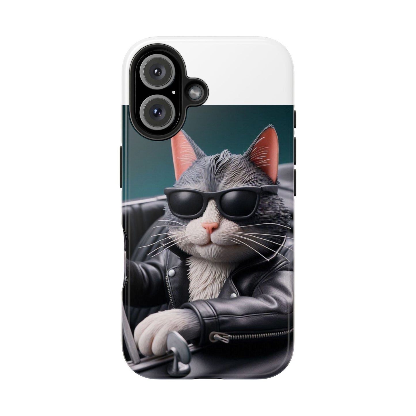 Cool Cat in Leather Jacket Driving Car Mobile Phone Case