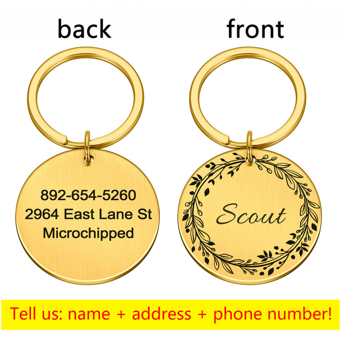 Round Metal Pet Brand Titanium Steel Brand