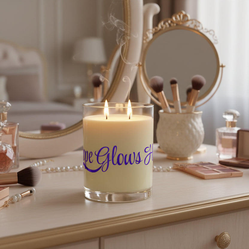 Hope Glows Here | Purple Ribbon Awareness Candle