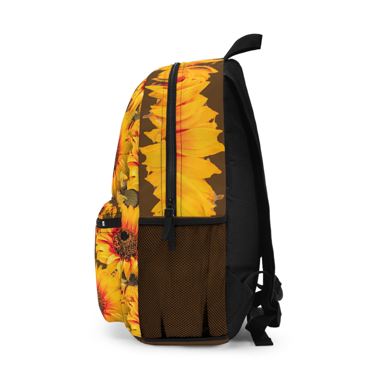 Backpack with Sunflowers, Floral Rucksack, Flower Print Bag, Nature Lover Gift, Brown Backpack, Sun Flower Design