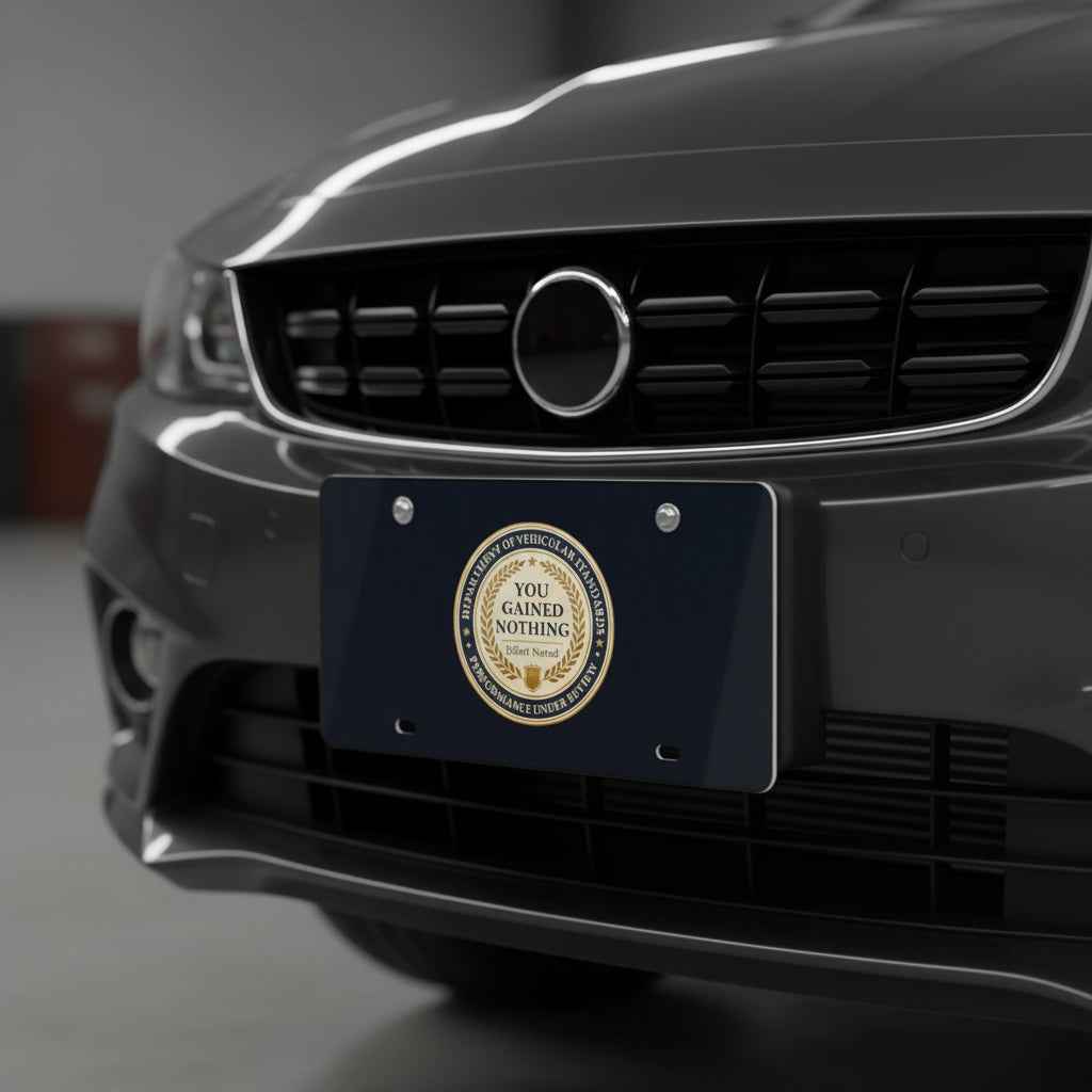 Department of Vehicular Standards License Plate – “You Gained Nothing” Faux Seal Plate