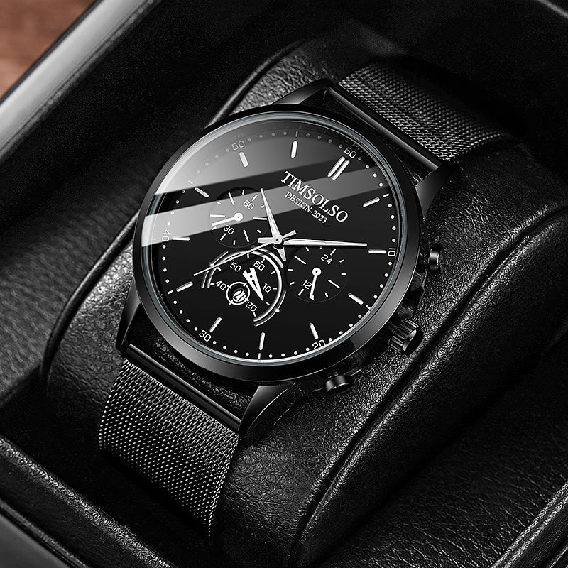 New Fashion Luminous Mens Watches Luxury Sport Quartz Mesh Strap Elegant  Waterproof Wristwatch For Men