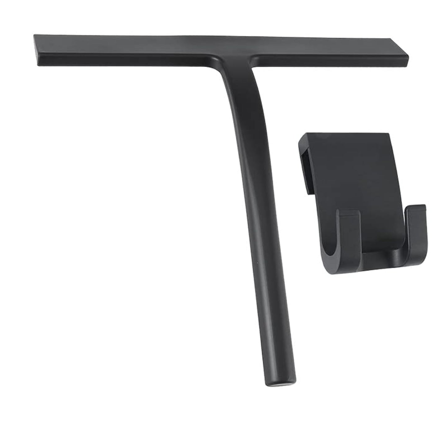 Shower Squeegee with HookMatte Black 9-inch Stainless Steel Core Streak-Free Cleaning Silicone Rubber Squeegees for Shower Glass Doors Shower CleanerGlass Wiper