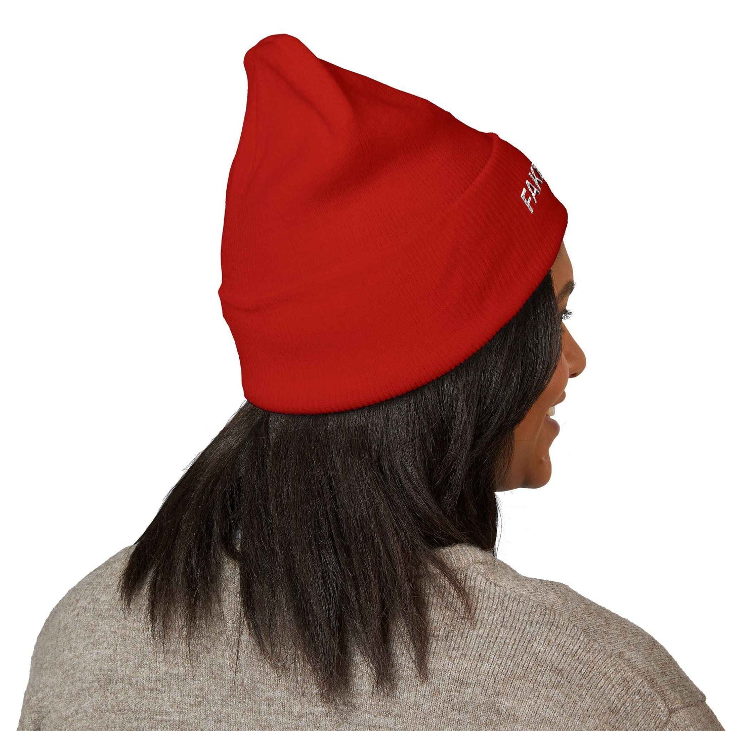 Fake News Embroidered Knit Beanie