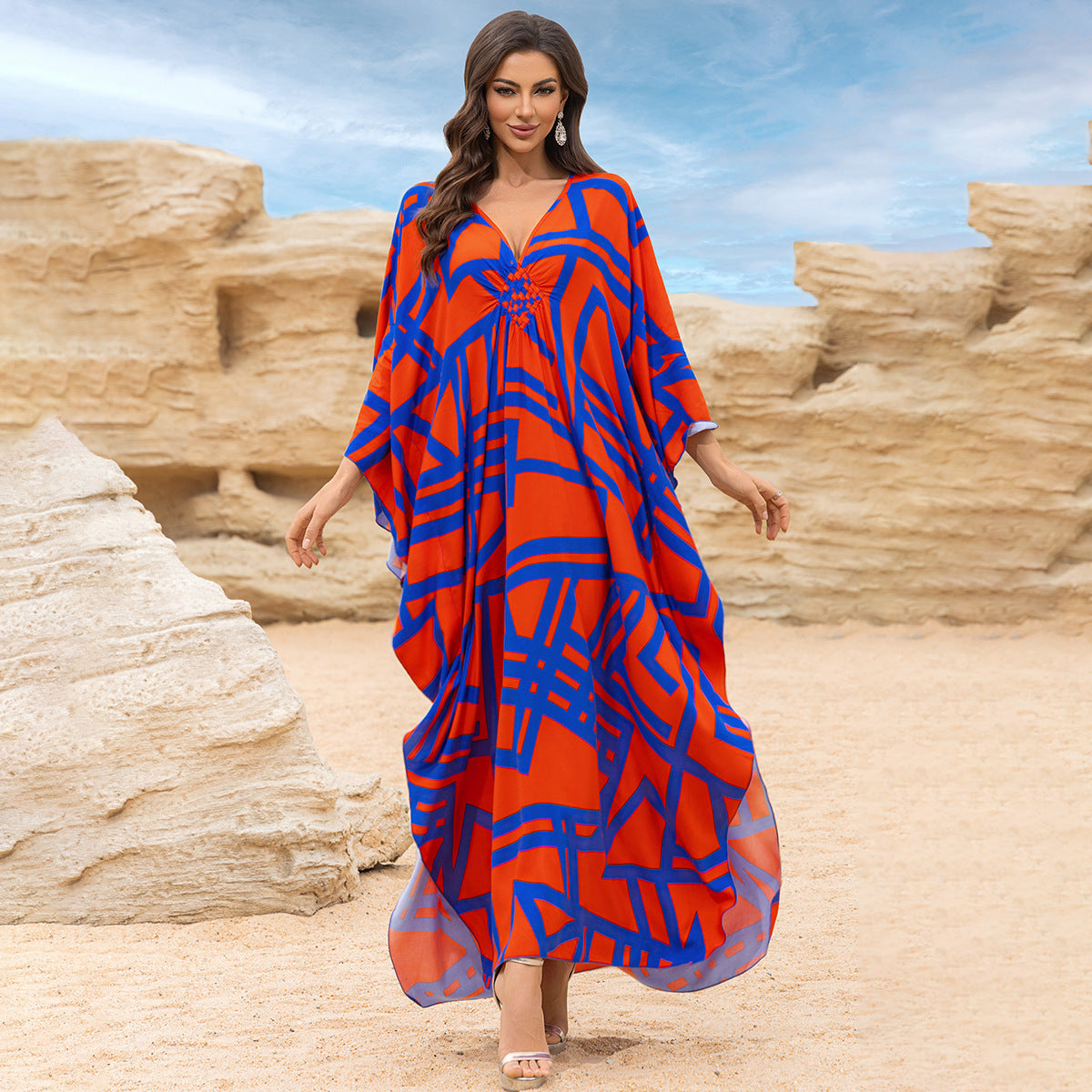 Fashion Personalized Cotton Printed Beach Dress Women