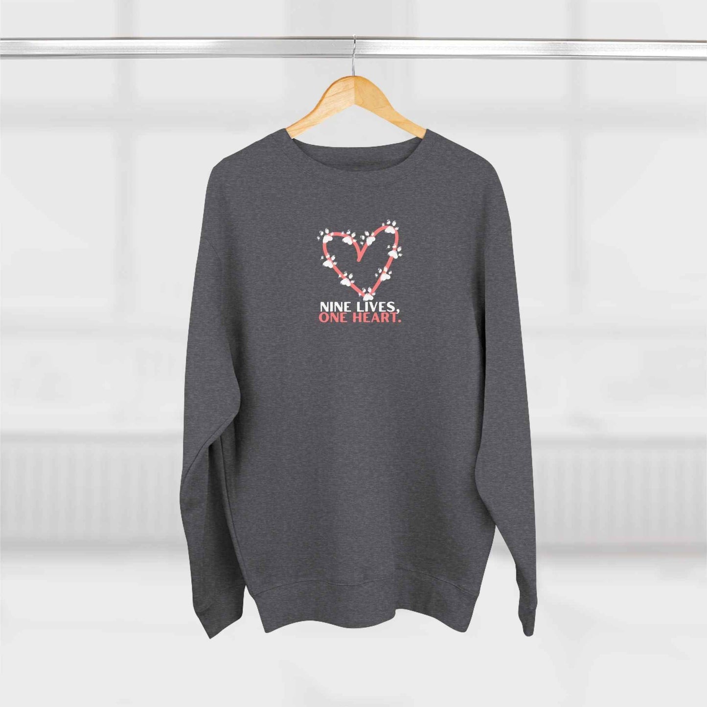 Nine Lives, One Heart – Cat Lover Sweatshirt