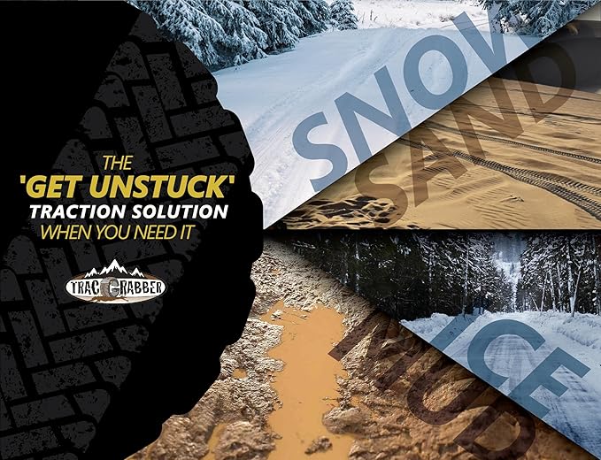TRACGRABBER Tire Traction Device for Heavy Duty Commercial Vehicles, Set of 2 - Made in the USA, Easy to Install, Get Unstuck Fast from Snow, Mud & Sand - A Snow Traction Mat or Snow Chain Alternative