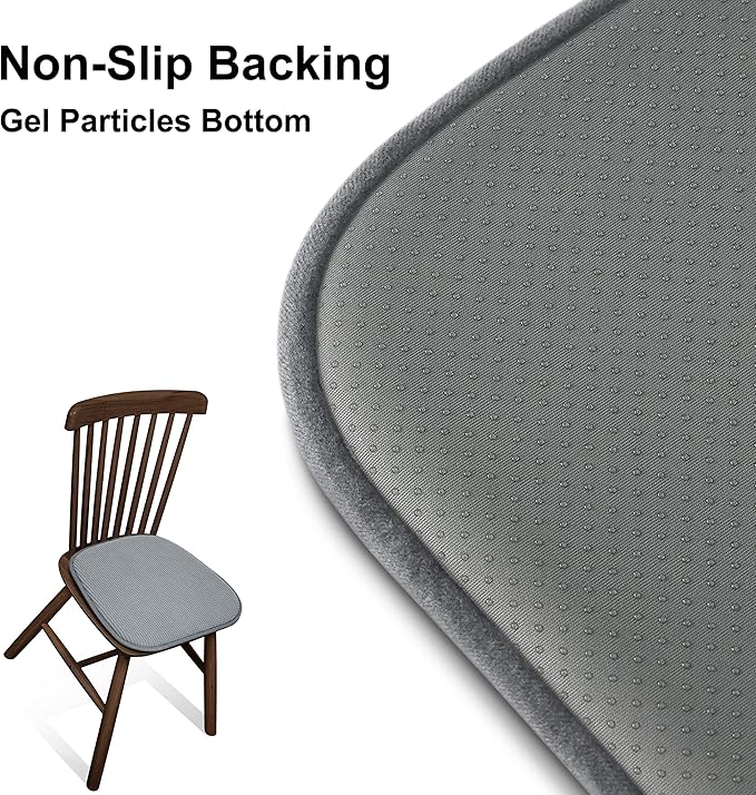 Shinnwa Dining Chair Cushions 4 Pack, Non Slip Indoor Chair Pads, U-Shaped Kitchen Seat Cushions, Set of 4, 15 x 16 Inches, Grey