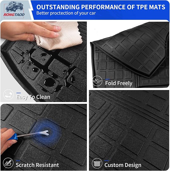 Rongtaod Cargo Mat Compatible with 2014-2020 Nissan Rogue Trunk Mat Cargo Liner All Weather Back Seat Cover Protector 2019 Rogue Accessories (Backrest Mats+Trunk Mat)
