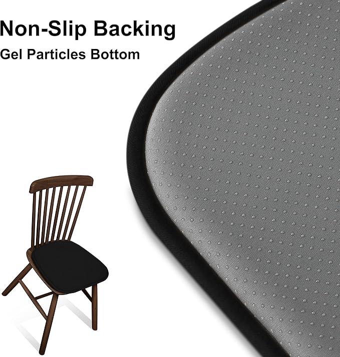 Shinnwa Dining Chair Cushions 4 Pack, Non Slip Indoor Chair Pads, U-Shaped Kitchen Seat Cushions, Set of 4, 15 x 16 Inches, Black