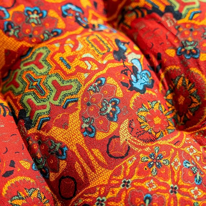 vctops Boho Geometric Chair Cushions with Ties U-Shaped Soft Cozy Cotton Linen Chair Pads Non Slip Seat Cushions for Indoor Dining Room and Kitchen Chairs (Orange,16"x16")