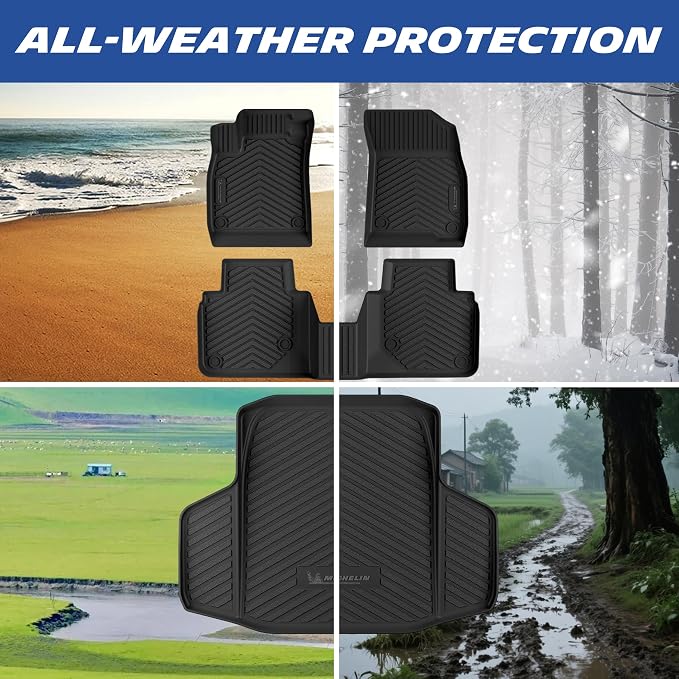 Michelin Vehicle Mats, Premier Series All-Weather TPE Custom Fit Liner for Honda Accord Gasoline & Hybrid 2023-2027 Floor Mats B(4 Piece)