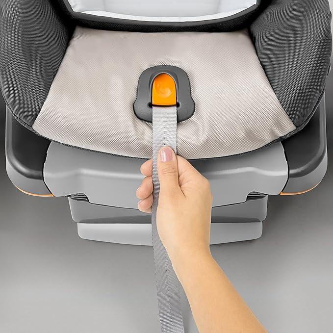 Chicco KeyFit Infant Car Seat and Base, Rear-Facing Seat for Infants 4-22 lbs., Includes Infant Head and Body Support, Compatible with Chicco Strollers, Baby Travel Gear, Encore/Black/Grey