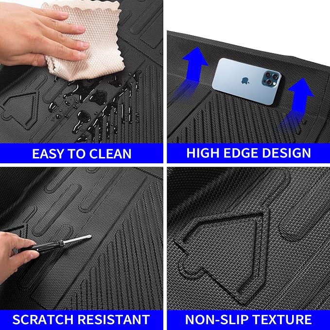 Rongtaod Floor Mats Compatible with 2021-2025 2026 Ford Bronco 4 Door Trunk Mat Cargo Mat Cargo Liner All Weather Back Seat Cover Protector 2025 Bronco Accessories (Set of 9 Mats)