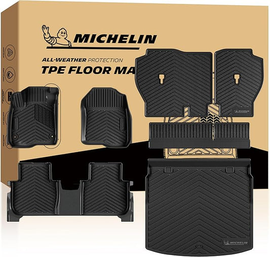 Michelin Vehicle Mats, Premier Series All-Weather TPE Custom Fit Liner for Honda CR-V Gasoline & Hybrid & e:FCEV 2023-2026 Floor Mats (7 Piece)