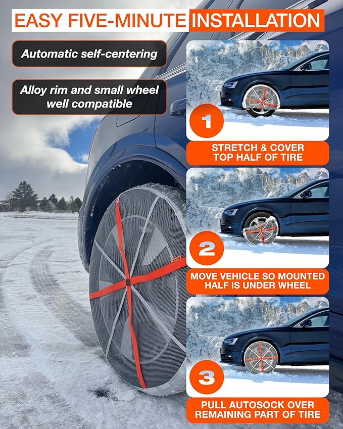 Snow Socks for Tires, Grip Boost Traction Device (HP830)