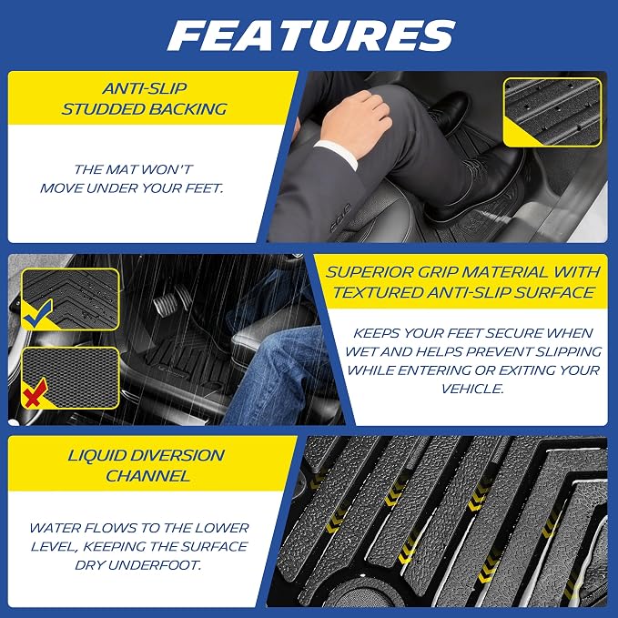 Michelin Vehicle Mat, All-Weather TPE Custom Fit Liner for Tesla Model Y 5 Seat Floor Mats 2025-2027 (11 Piece), Premier