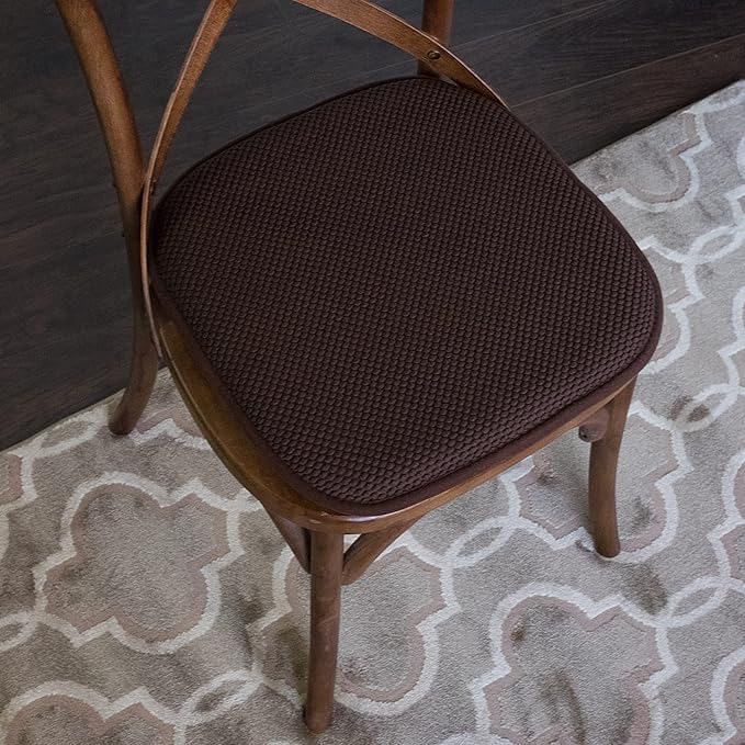 Sweet Home Collection Cushion Memory Foam Chair Pads Honeycomb Nonslip Back Seat Cover 16" x 16" Brown, Pack of 6
