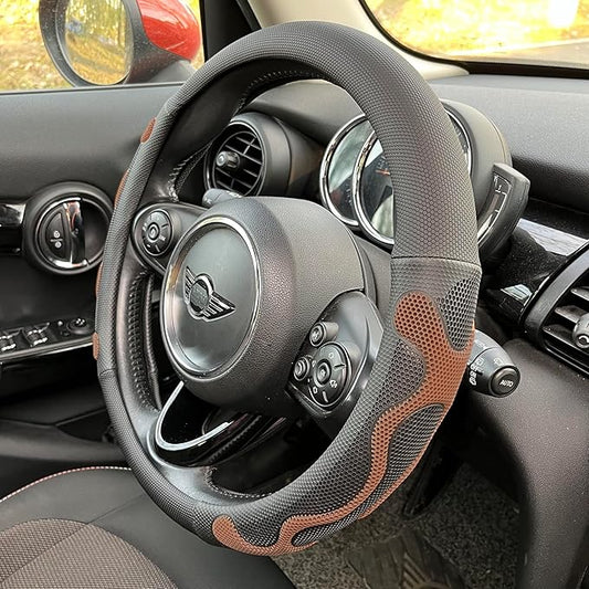 PINCTROT Large Size Comfy Grip Steering Wheel Cover, Anti-Slip Design, 15.5-15.75 Inch(Silicone Brown)