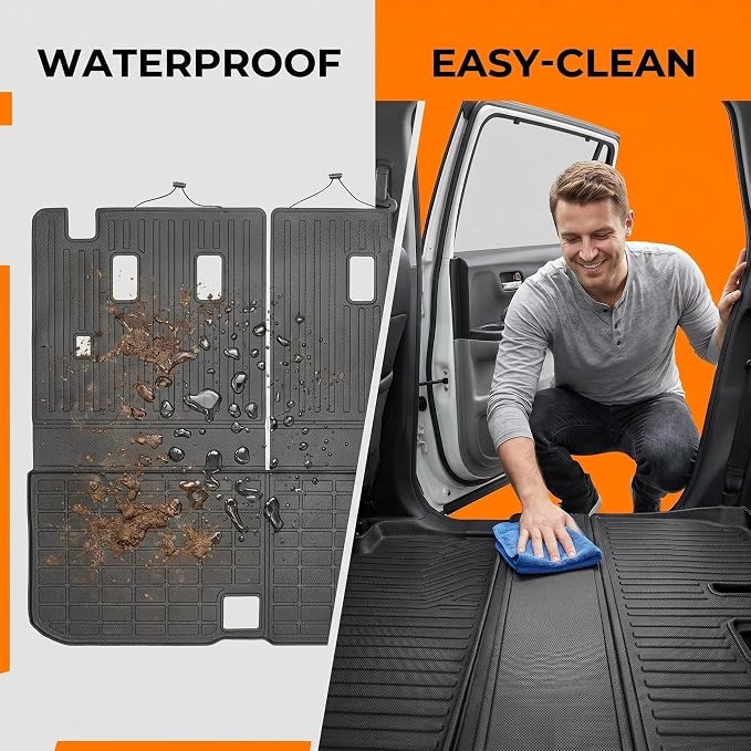 Floor Mats for 2016-2022 Honda Pilot 7 Seats (No Elite Models) All Weather Trunk Mat Cargo Mat TPE Trunk Liner Back Seat Cover Pilot Accessories (Floor Liner+Cargo Liner with Backrest Mat)