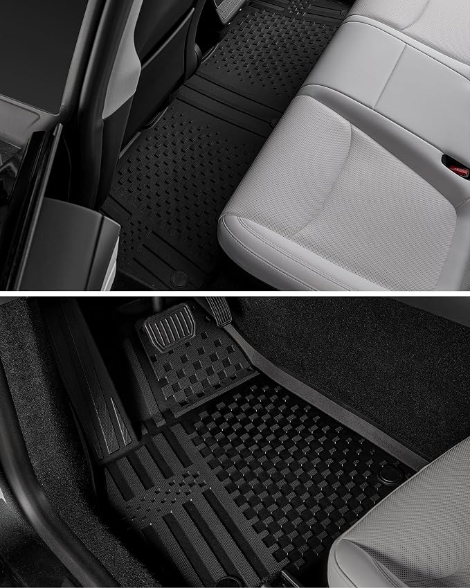 3W Tesla Model Y Juniper Floor Mats(Not for Standard), Front Rear Cargo Liner & Seatback Protector, Custom Fit 2025 2026 Model Y Accessories, TPE All Weather Odorless Non-Slip