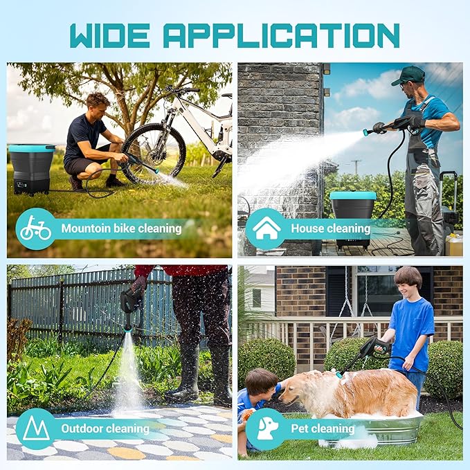 Cordless Washer,Foldable Washer with 4.5Gal Tank 10FT Hose