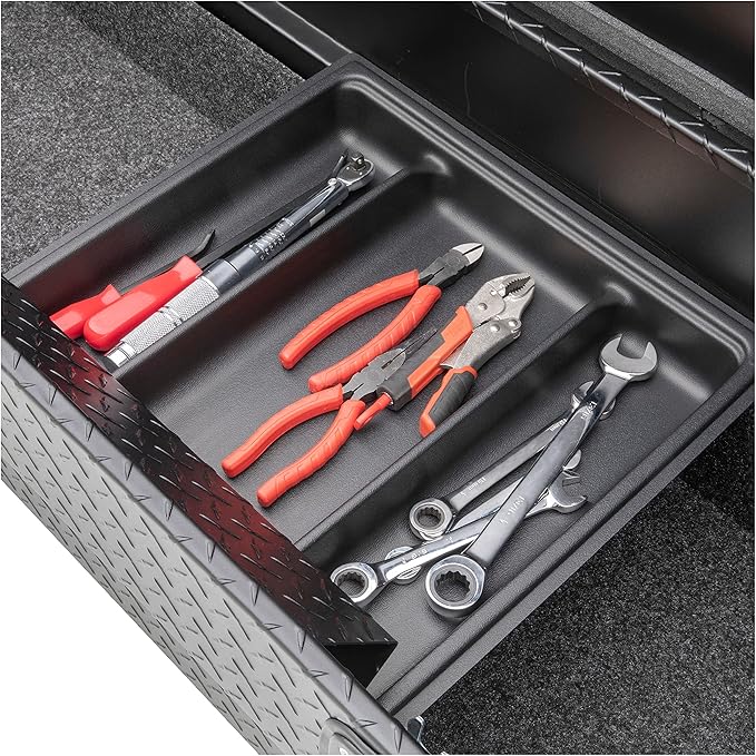 UWS EC10033 Secure Lock 72-Inch Matte Black Heavy-Wall Aluminum Truck Tool Box with Low Profile, RigidCore Lid