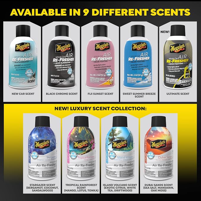 Meguiar’s Car Air Refresher Odor Fighting Mist,Stargazer, Long-Lasting Car Air Freshener Fights Strong and Unwanted Vehicle Smells while Refreshing Interiors with a Refreshing Scent, 2 oz Aerosol