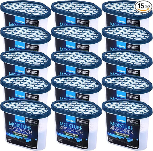 ZARPAX Moisture Absorber Activated Charcoal 10.5 oz/300g | Removes Moisture, Damp, Humidity & Odors | Odor Absorber | Moisture Trap for Bathroom, Closet, Kitchen & Small Spaces | Set of 15