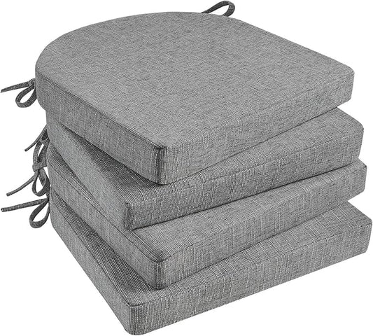 Basic Beyond Chair Cushions for Dining Chairs 4 Pack, Kitchen Chair Cushions with Ties and Non Slip Backing, 16 x 16 inches Chair Pads for Dining Chairs (Dark Grey)