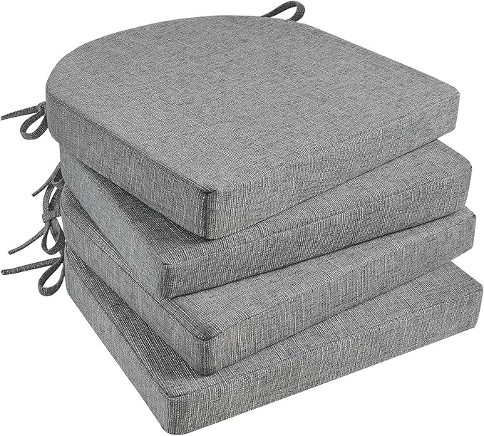 Basic Beyond Chair Cushions for Dining Chairs with Ties and Removable Cover, 2" Thick Seat Cushions for Kitchen Chairs, Set of 4, 17" x 16", Dark Grey