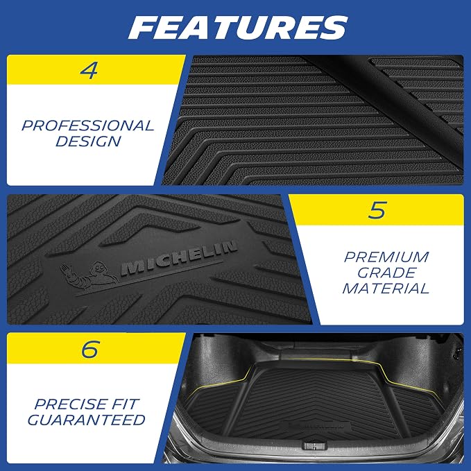 Michelin Vehicle Mats, Premier Series All-Weather TPE Custom Fit Liner for Toyota RAV4 Gas 2019-2025 Floor Mats (4 Piece)