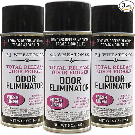 Odor Eliminator, Total Release Odor Fogger, 3 Pack, Effectively Deodorizes and Neutralizes Foul Odors on Contact, Fresh Linen (5 OZ)