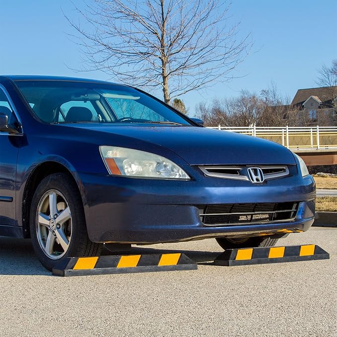 Guardian 3' Parking Stopper for Garage, Rubber Curb, Mounting Holes
