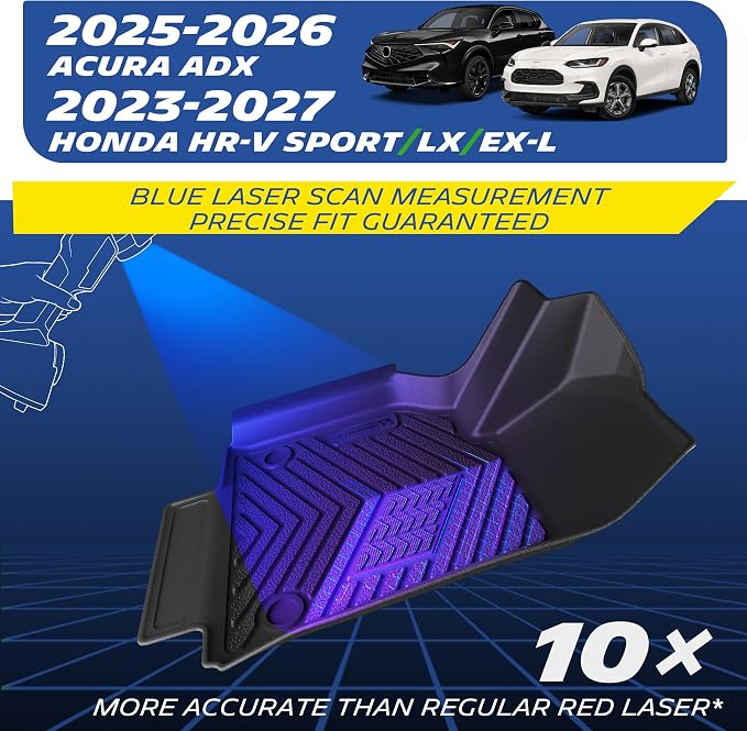 Michelin Vehicle Mats, Premier Series All-Weather TPE Custom Fit Liner for Honda HR-V LX/EX-L/Sport 2023-2026 & Acura ADX 2025-2026 Gasoline & Hybrid Floor Mats(3 Piece)