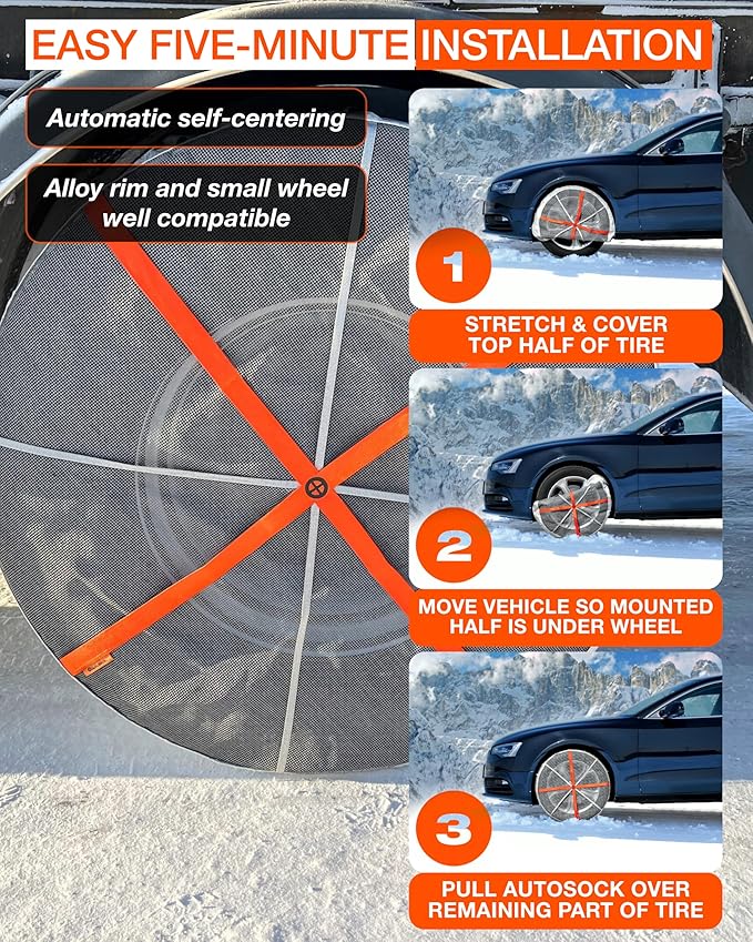 AutoSock for Commercial Vehicles and Trucks AL84, Snow Socks for Tires, Pack of 2