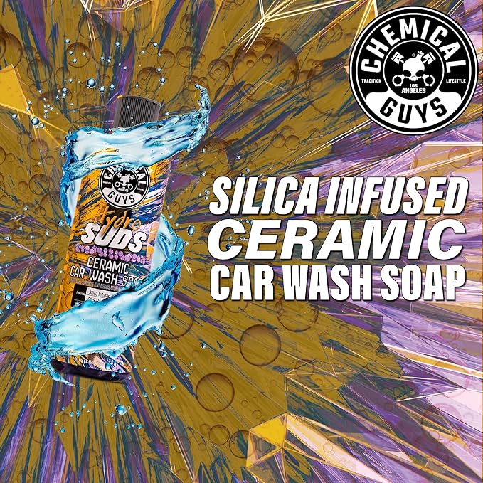 Chemical Guys HydroSuds Ceramic SiO₂ Shine High Foaming Car Wash Soap - Foam Cannon Soap, Works with Foam Guns or Bucket Washes Safe for Cars, Trucks, Motorcycles, RVs, & More, Berry Scent - 64 fl oz