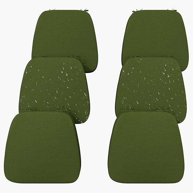 17'' x 16'' x 2.5"Thick Chair Cushions for Dining Chairs, 6 Pack WaterProof Easy Clean Kitchen Chair Pads with Ties and Non-Slip Backing - 30D High Elastic Foam Soft Kitchen Chair Cushions