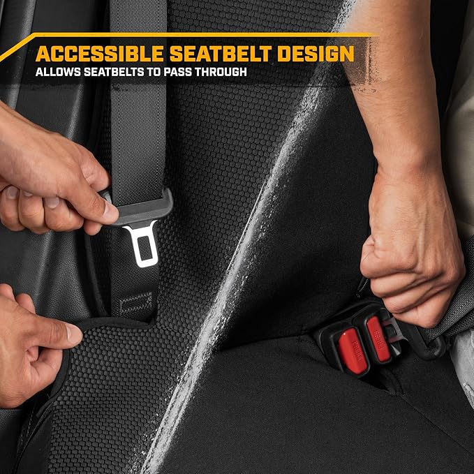Cat MeshFlex Black Rear Seat Cover for Car – Durable Canvas & Mesh Design 60/40 Split Bench Protector for Cars, Trucks & SUVs – Back Seat Cover for Rear Bench – Interior Car Accessory