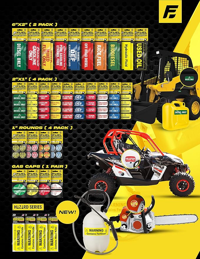 Off Road Diesel Sticker - Tractors, Construction, Agriculture, and Heavy Equipment - Weather Proof, Extreme Stick, Commercial Grade Labels by Fuel Stickers - USA Made (2x1 inch), 4 Labels