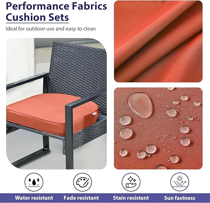 IPYNBAP Outdoor Chair Cushions Set of 4 -Waterproof Outdoor Seat Cushions for Patio Furniture, Patio Chair Cushion with Handle and Ties, Out Door Chair Pads,17x16x2-Round, Spice