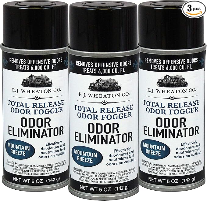 Odor Eliminator, Total Release Odor Fogger, 3 Pack, Effectively Deodorizes and Neutralizes Foul Odors on Contact, Mountain Breeze (5 OZ).