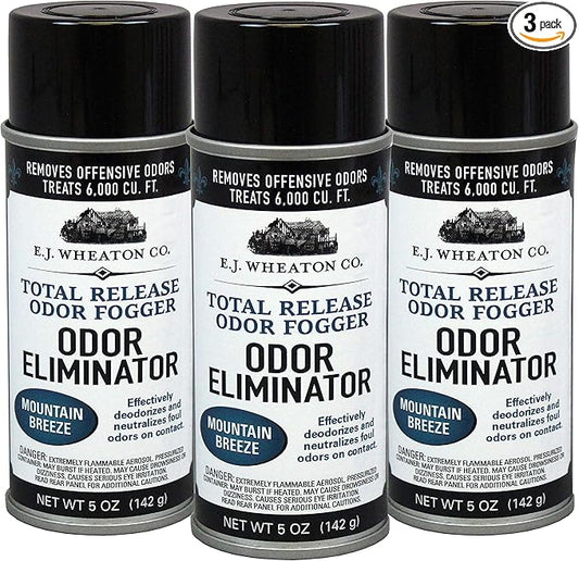 Odor Eliminator, Total Release Odor Fogger, 3 Pack, Effectively Deodorizes and Neutralizes Foul Odors on Contact, Mountain Breeze (5 OZ).