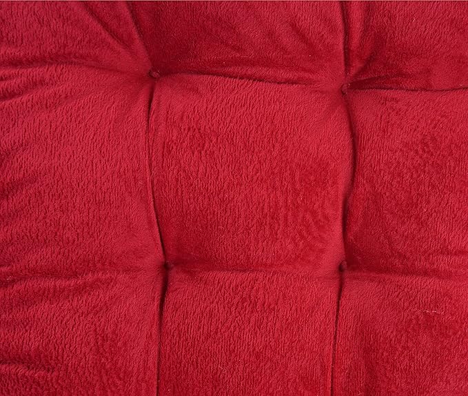 ELFJOY Set of 4 Square Chair Pads Indoor Seat Cushions Pillows with Ties Thick Soft Seat Cushion for Kitchen Dining Office Chair (18", Burgundy)