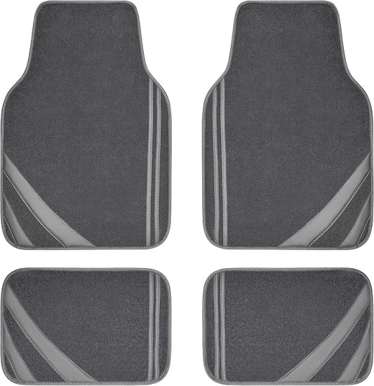 CAR PASS Car Floor Mats, Edge Leather Waterproof Car Mats with Double Stitch Line and Anti-Slip Backing Design, Fit 95% Automotive,SUVS,Sedan,Vans (Pure Gray)