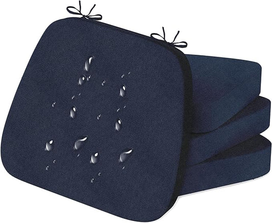 17'' x 16'' x 2.5"Thick Chair Cushions for Dining Chairs, 4 Pack WaterProof Easy Clean Kitchen Chair Pads with Ties and Non-Slip Backing - 30D High Elastic Foam Soft Kitchen Chair Cushions