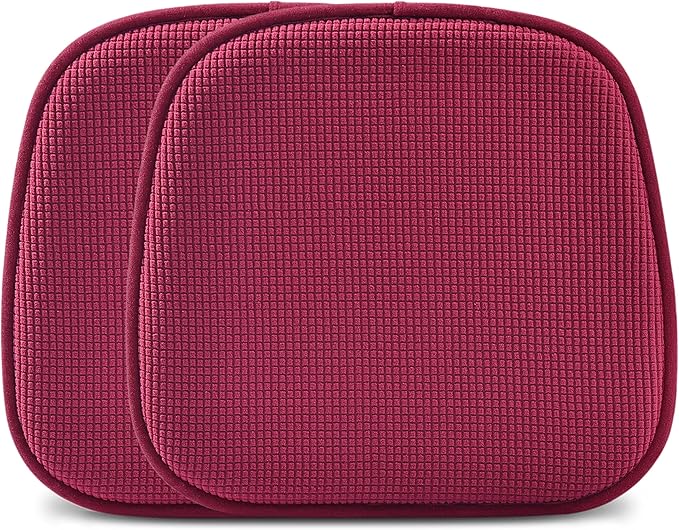 Shinnwa Dining Chair Cushions 2 Pack, Non Slip Indoor Chair Pads, U-Shaped Kitchen Seat Cushions, Set of 2, 15 x 16 Inches, Burgundy
