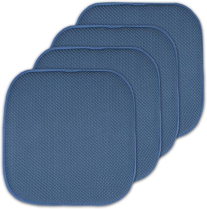 4 Pack Memory Foam Honeycomb Nonslip Back 16" x16" Chair/Seat Cushion Pad, Blue