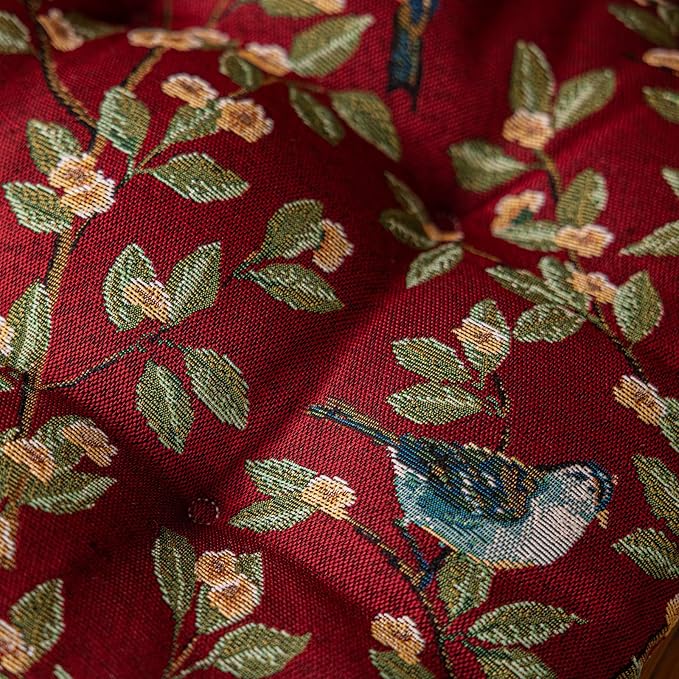 vctops Farmhouse Brid Print Chair Cushions with Ties U-Shaped Soft Comfortable Chair Pads Non Slip Seat Cushions for Indoor Dining Room and Kitchen Chairs (Red,18"x18")